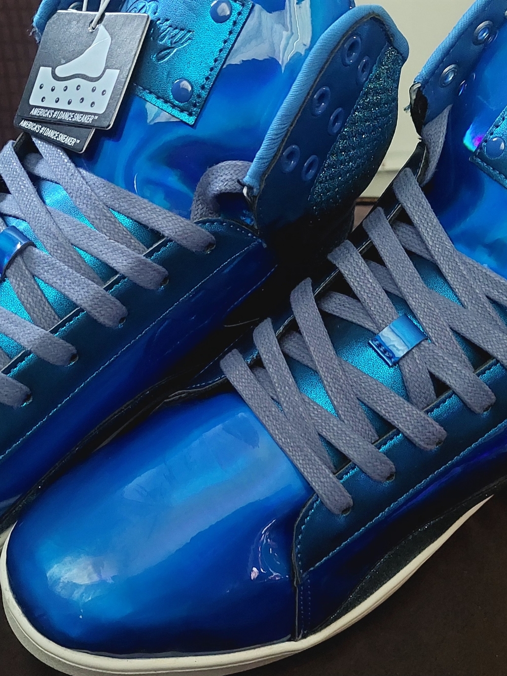 Men's High-Gloss Blue Fashion Sneakers